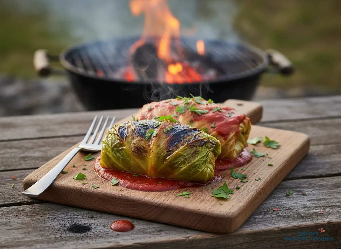 grilled stuffed cabbage rolls final dish