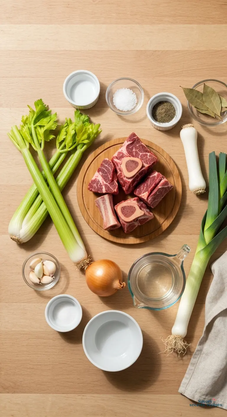 beef bone broth soup recipes - all ingredients displayed