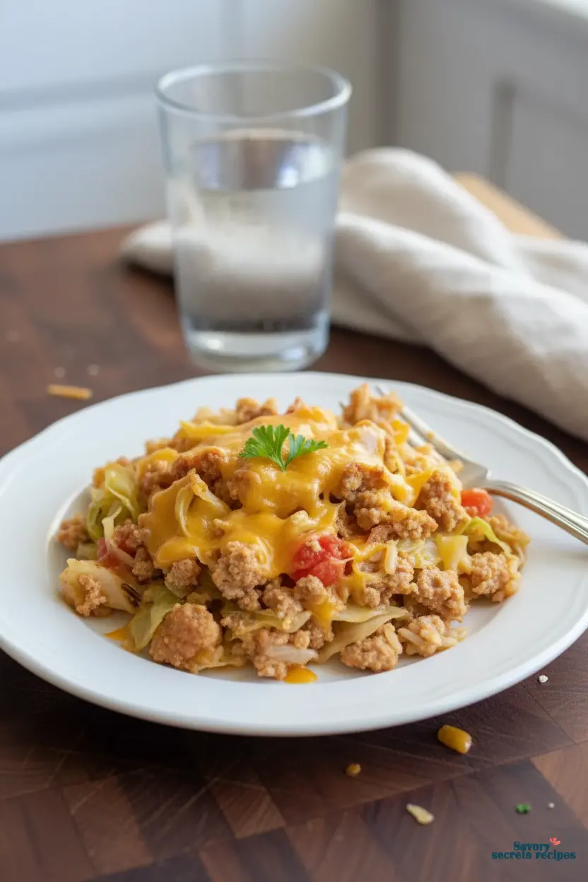 cabbage casserole with ground turkey final dish