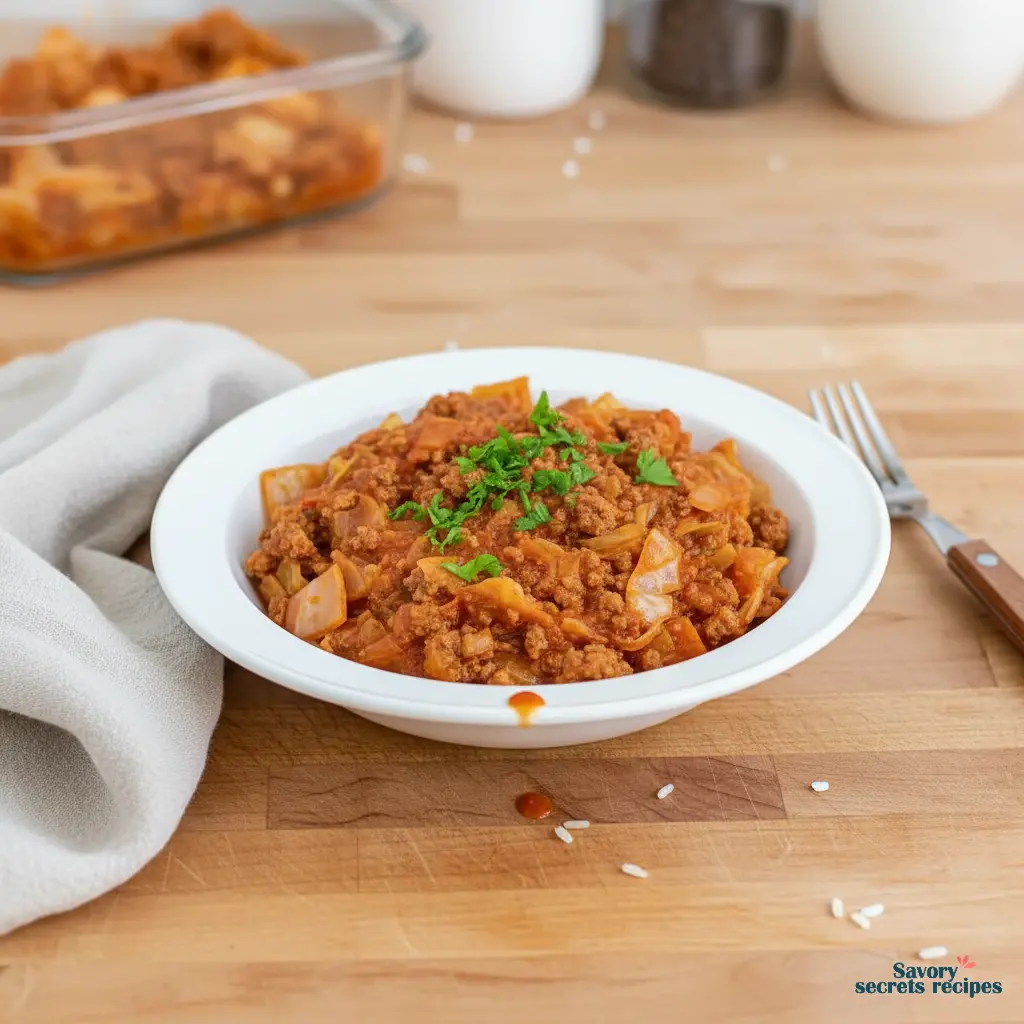 cabbage casserole in crockpot final dish