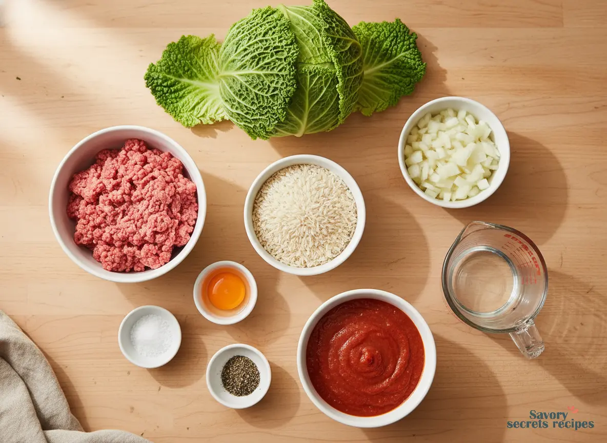cabbage rolls with savoy cabbage ingredients
