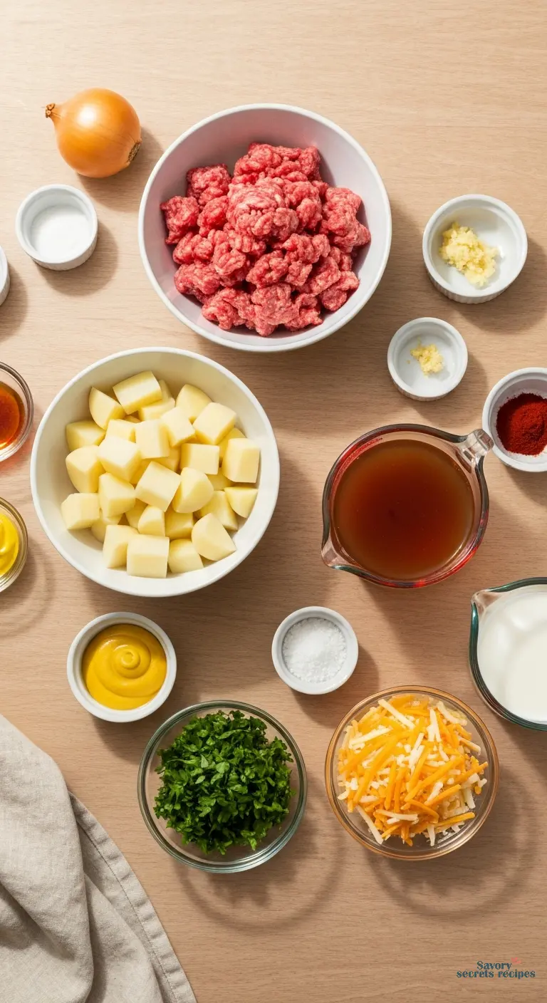 big mac soup - all ingredients displayed