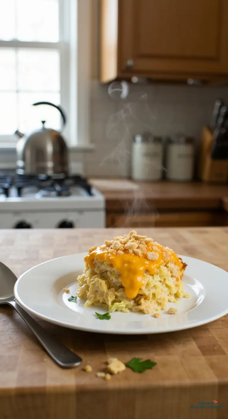 cabbage casserole with cheese - final plated dish