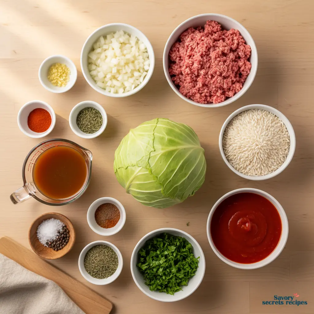 cabbage rolls uncooked rice ingredients