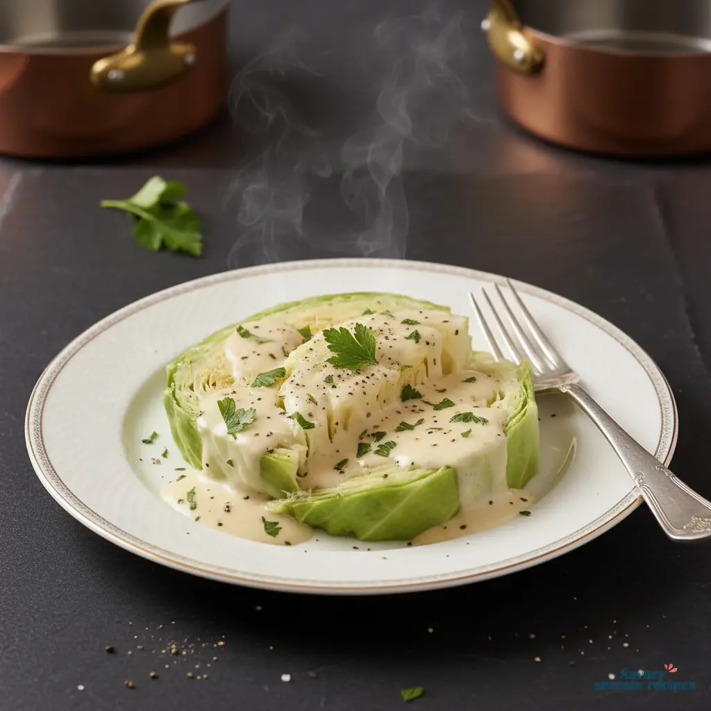 cabbage in white sauce final dish