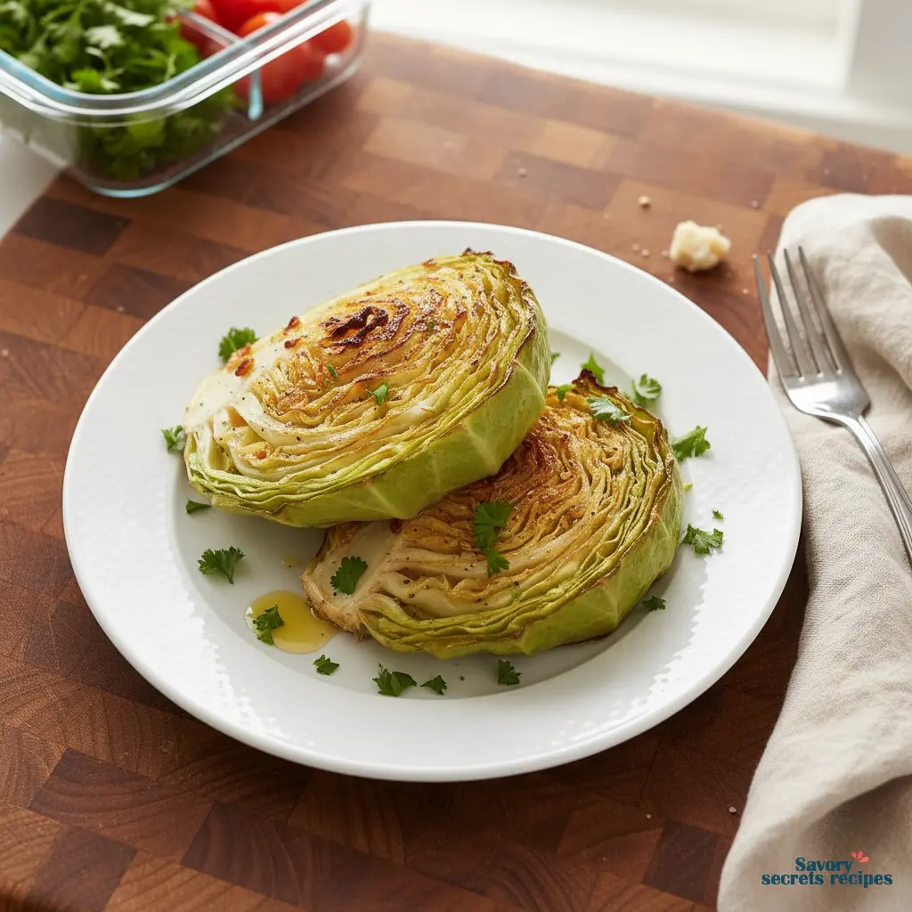 baked garlic cabbage final dish