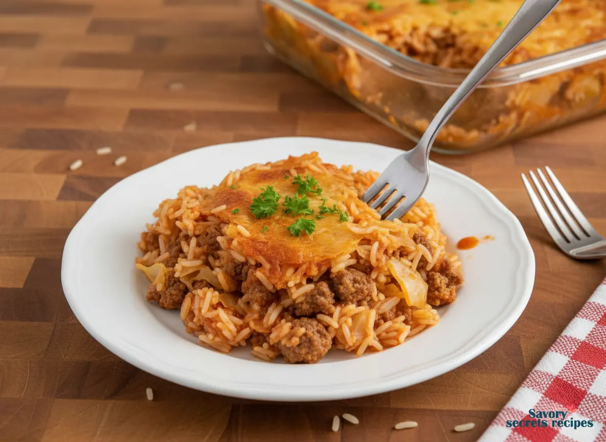cabbage casserole with tomato soup final dish