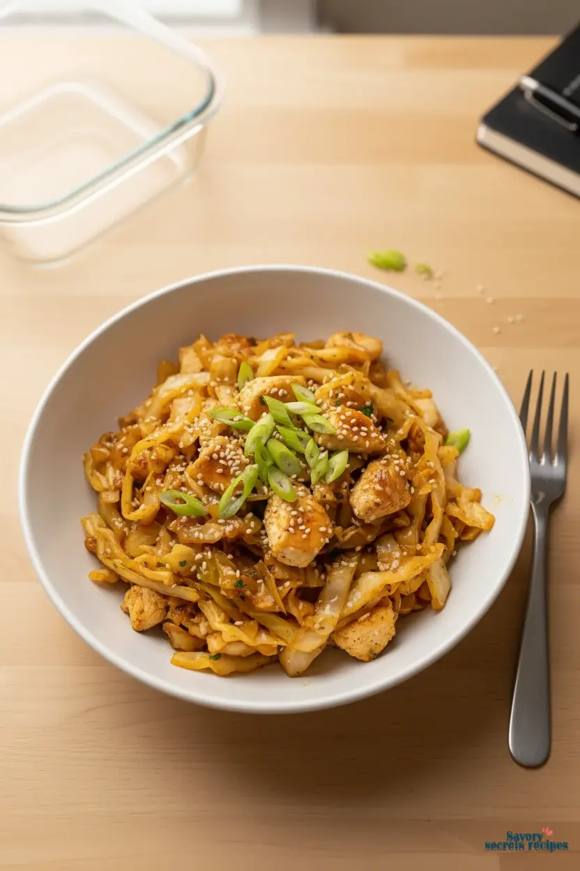 chicken and cabbage stir fry final dish