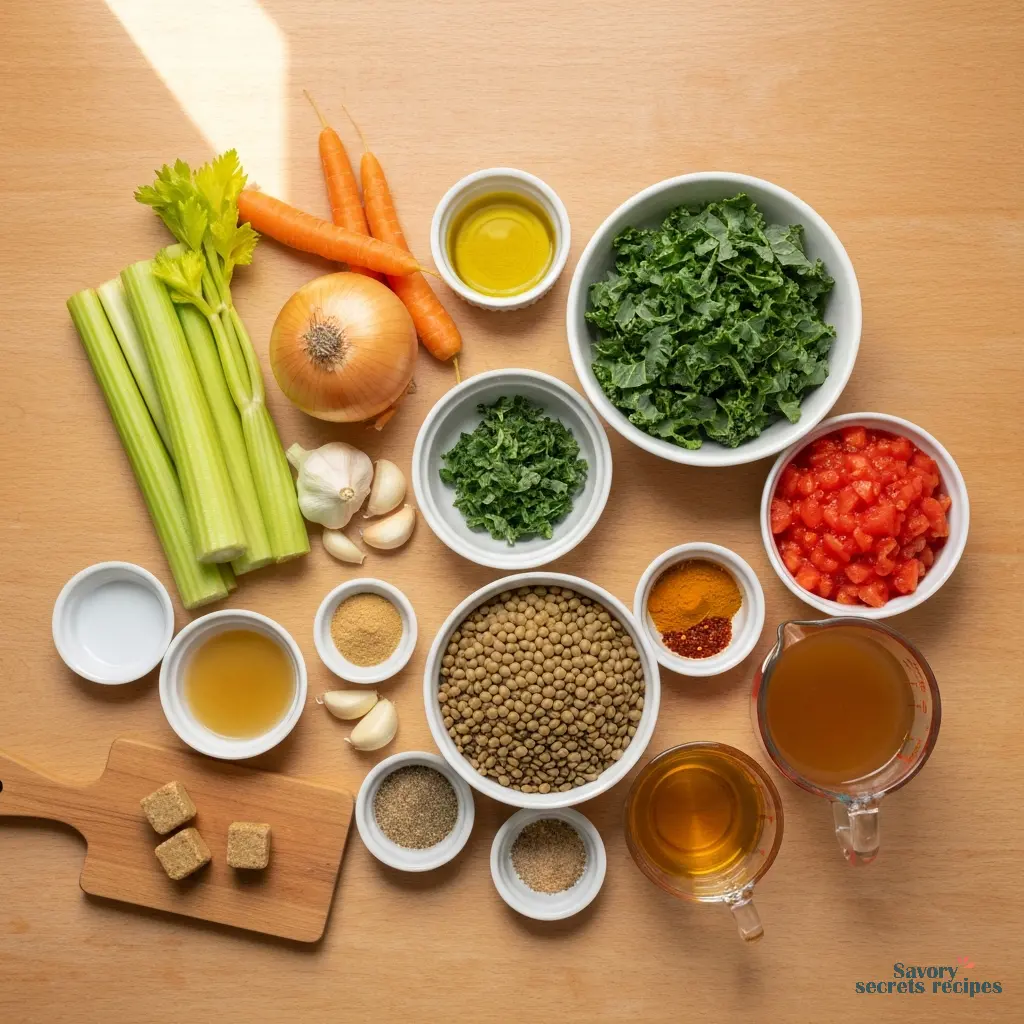 lentil and greens soup ingredients