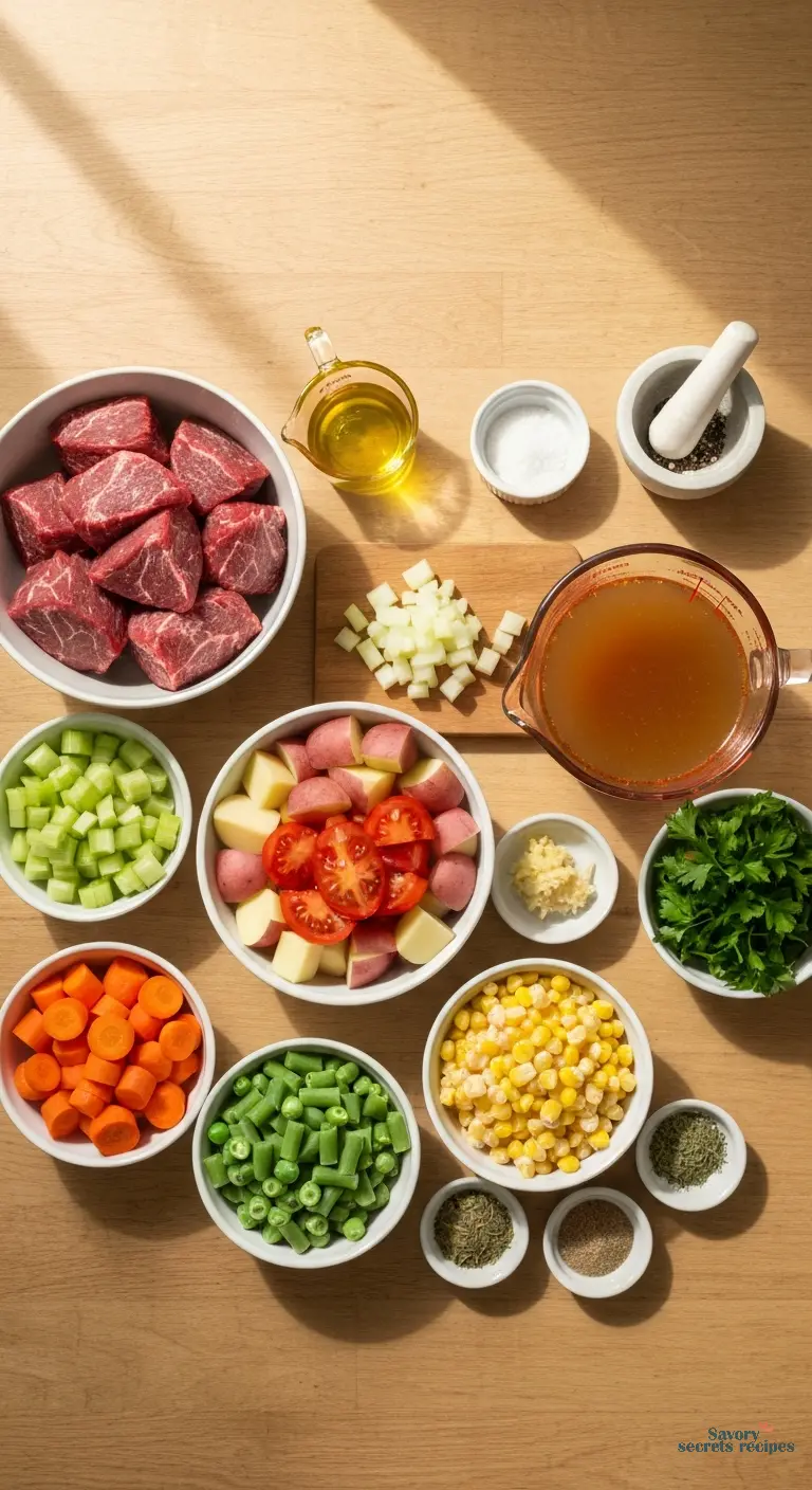 beef soup spices and herbs - all ingredients displayed