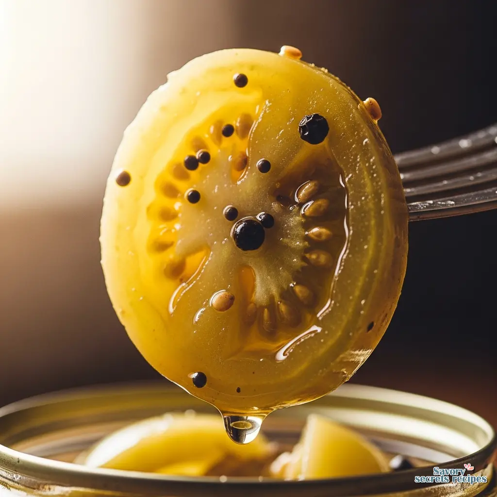 canned green tomatoes close up