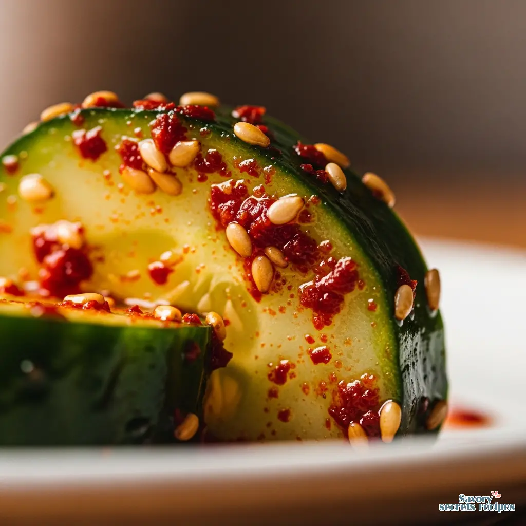 easy korean cucumber salad close up