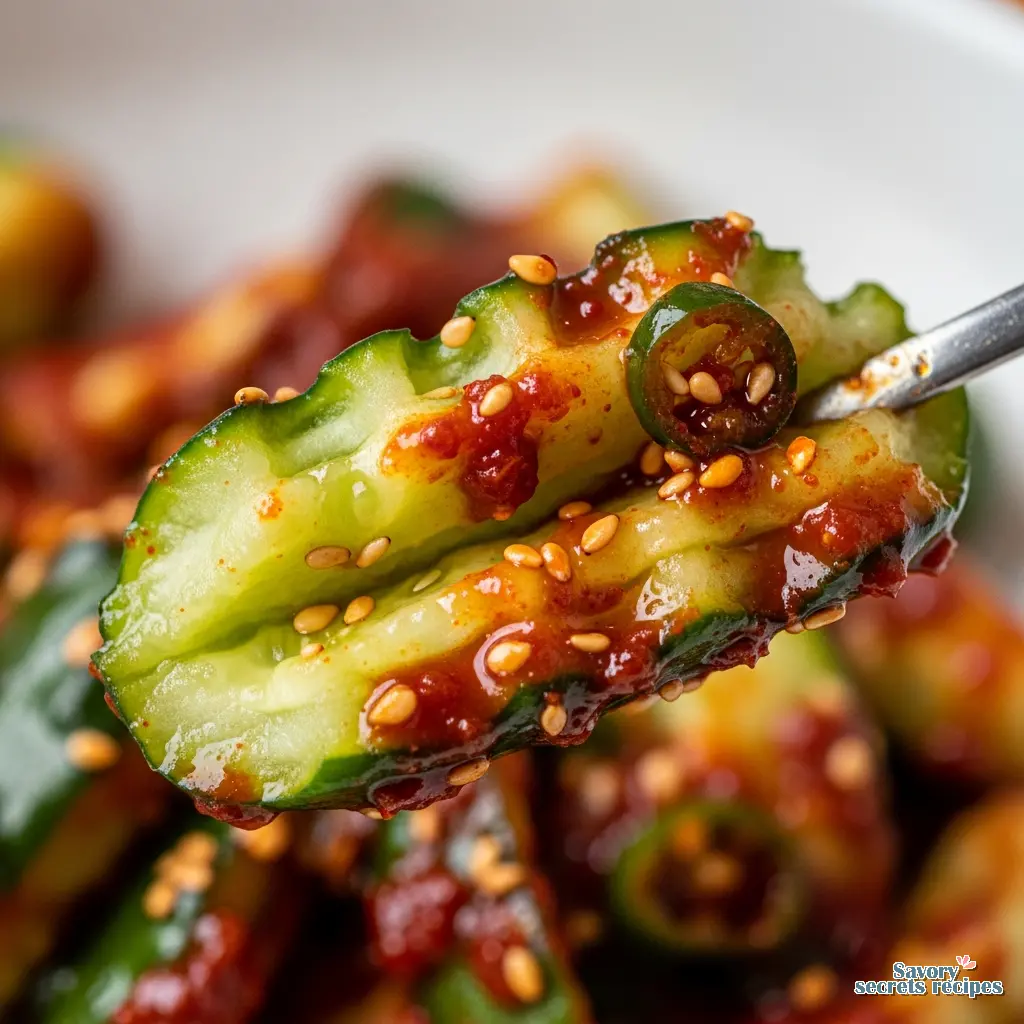 crushed cucumber salad korean close up