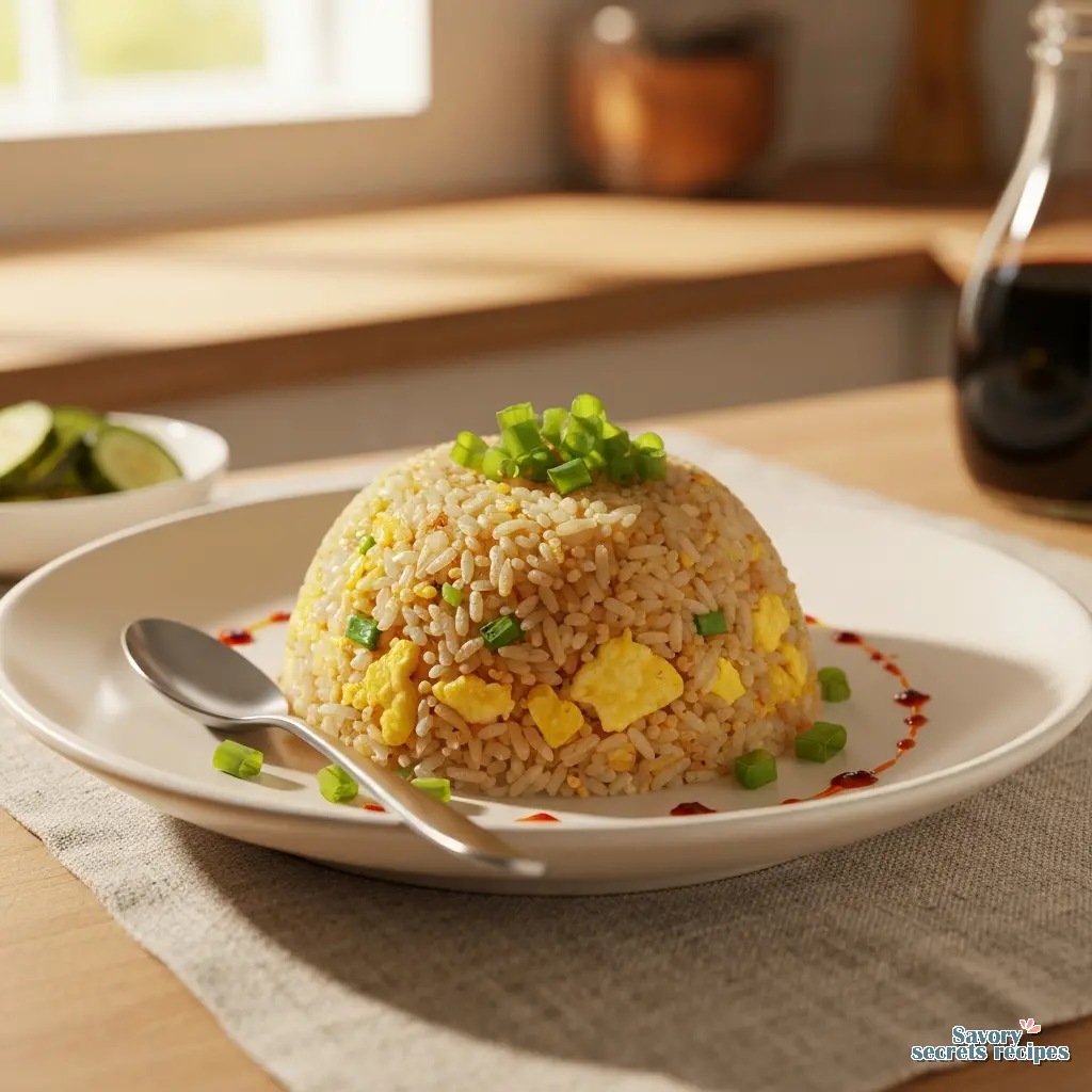 plain fried rice plated