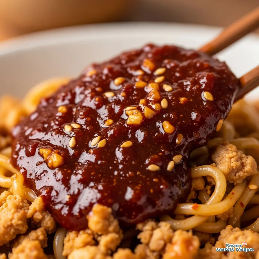 easy gochujang sauce close up