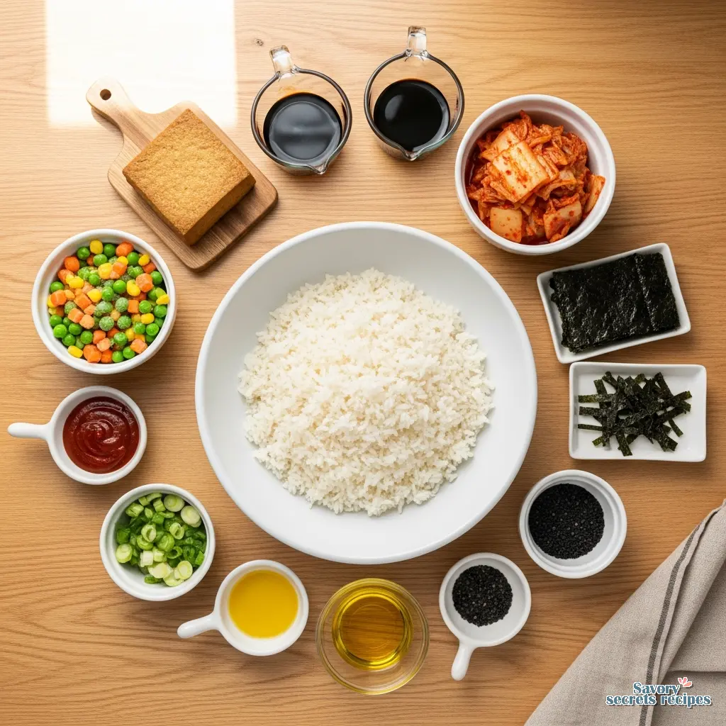 kimchi fried rice with vegetables ingredients