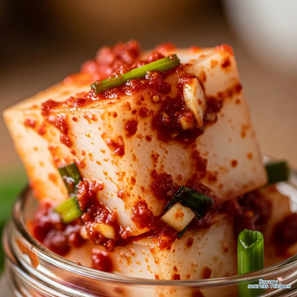 daikon kimchi close up