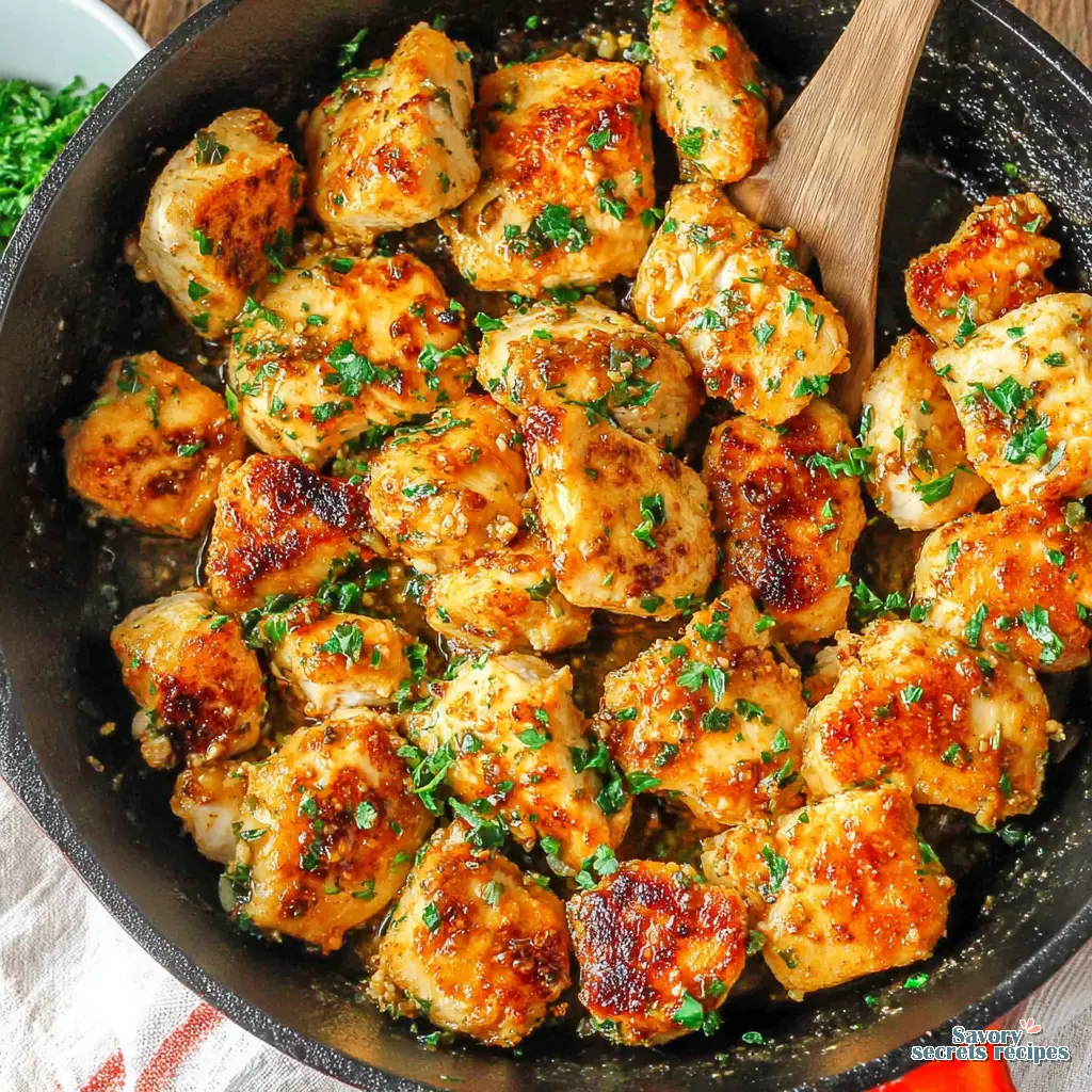 15 minute skillet garlic butter chicken bites final presentation
