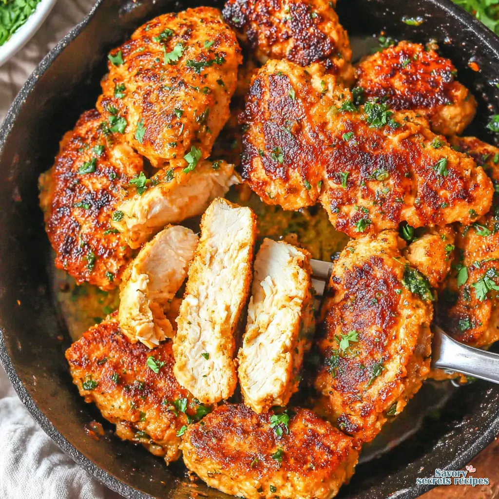 15 minute skillet garlic butter chicken bites - variation 4