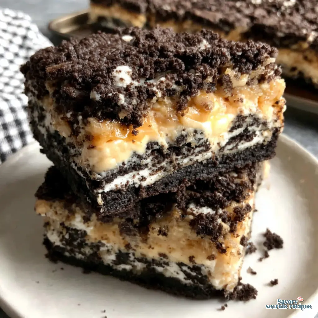 3 ingredient oreo dump cake close up