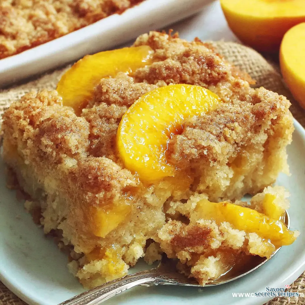 3-ingredient peach cobbler dump cake with sprite final presentation