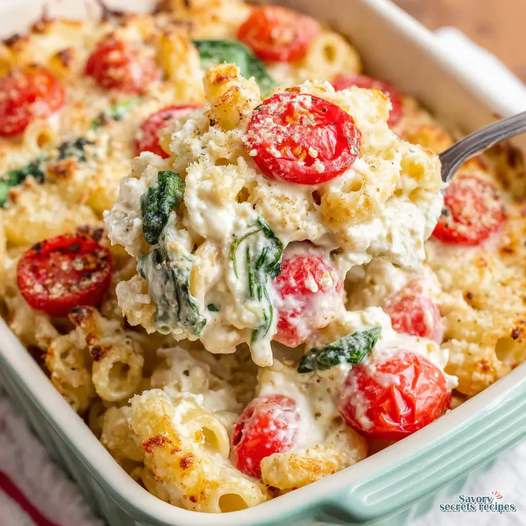 air fryer baked feta pasta close up