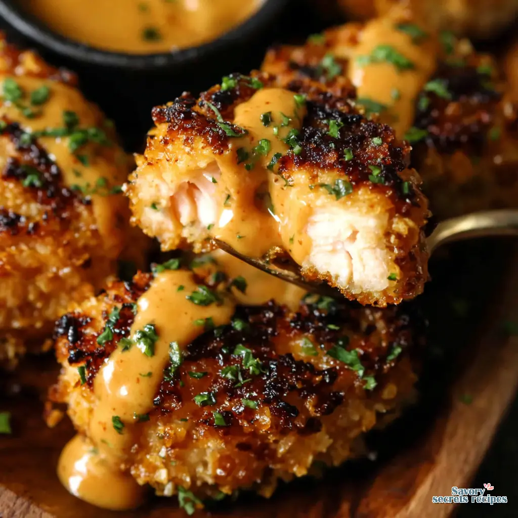 air fryer bang bang salmon bites close up