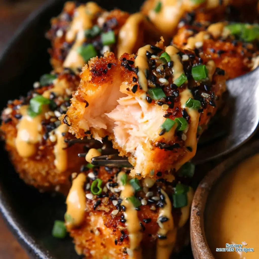 air fryer bang bang salmon bites - variation 4