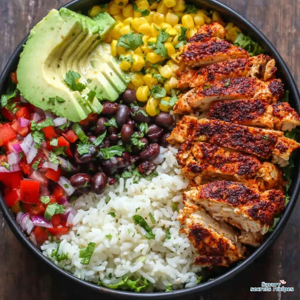 air fryer chicken burrito bowls final presentation