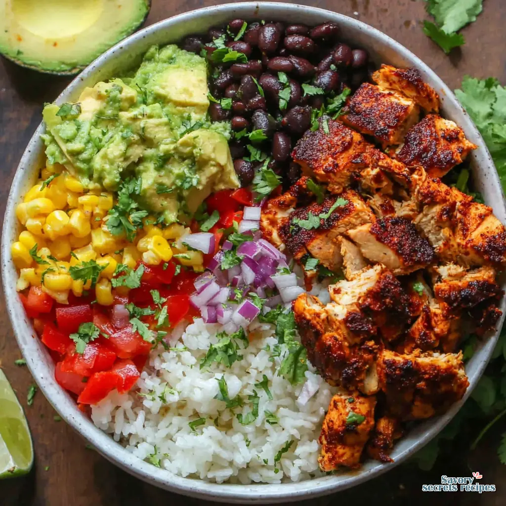 air fryer chicken burrito bowls - variation 4
