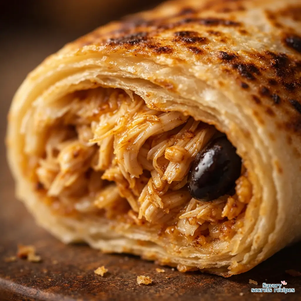 air fryer chicken burrito recipe close up