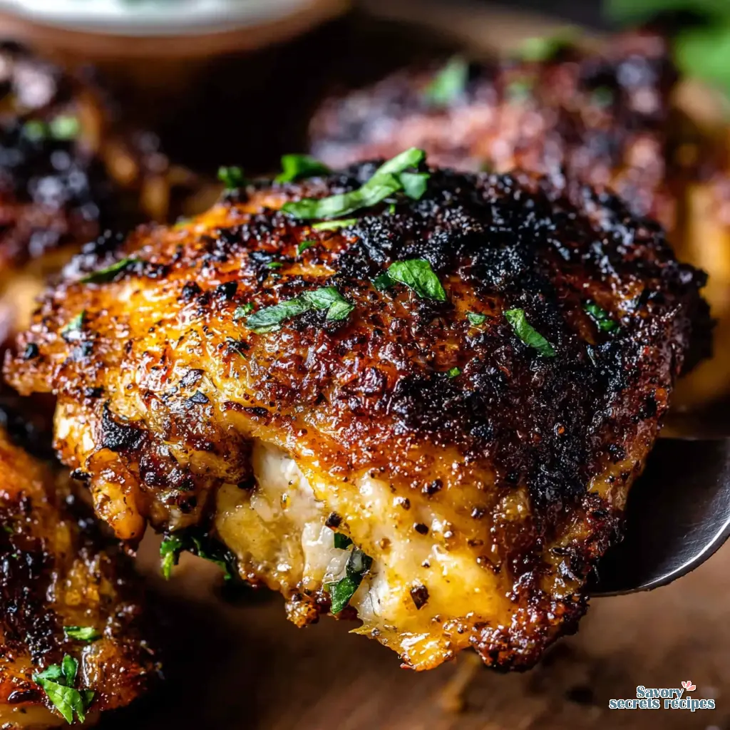 air fryer chicken thighs bone in close up