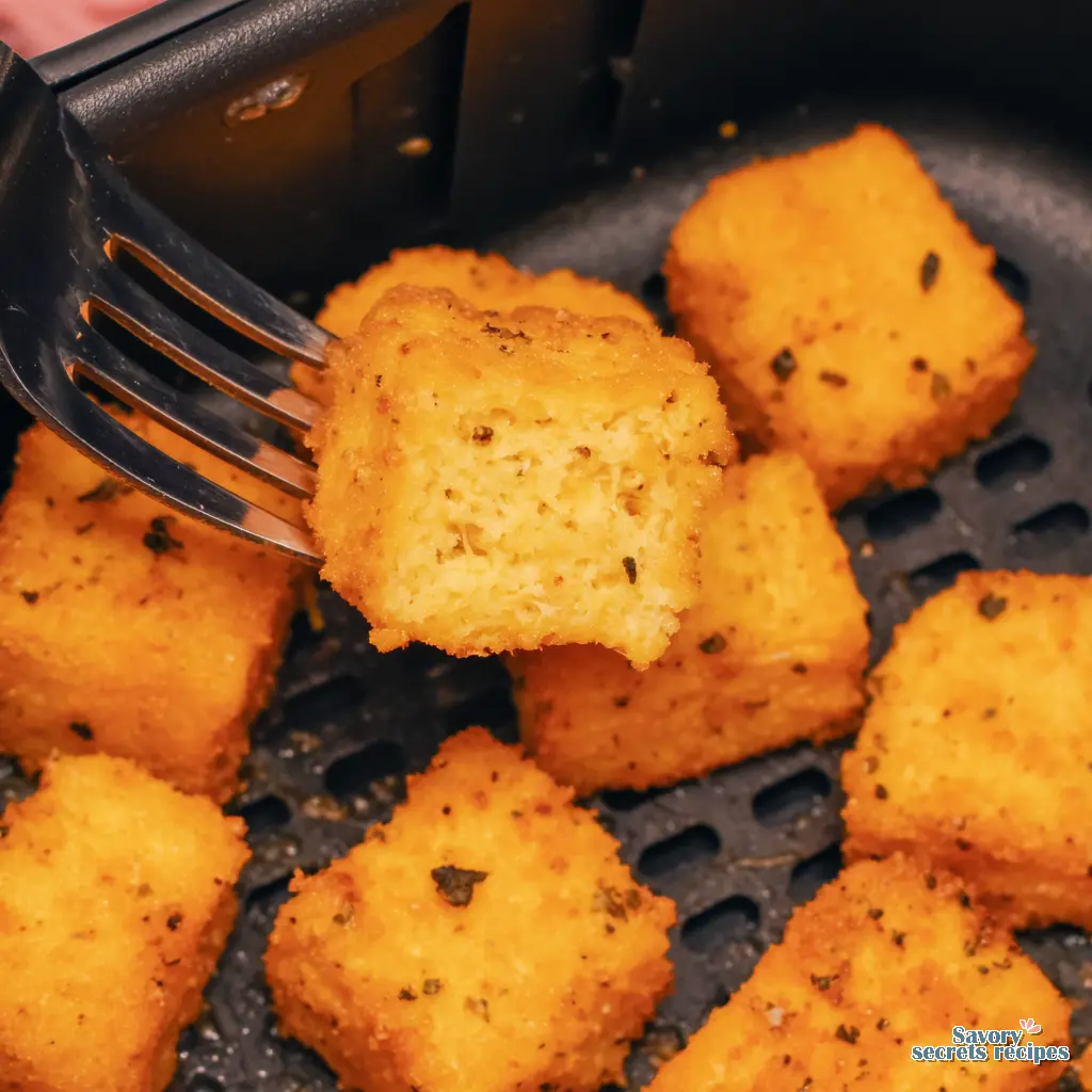 air fryer frozen sweet potato cubes close up