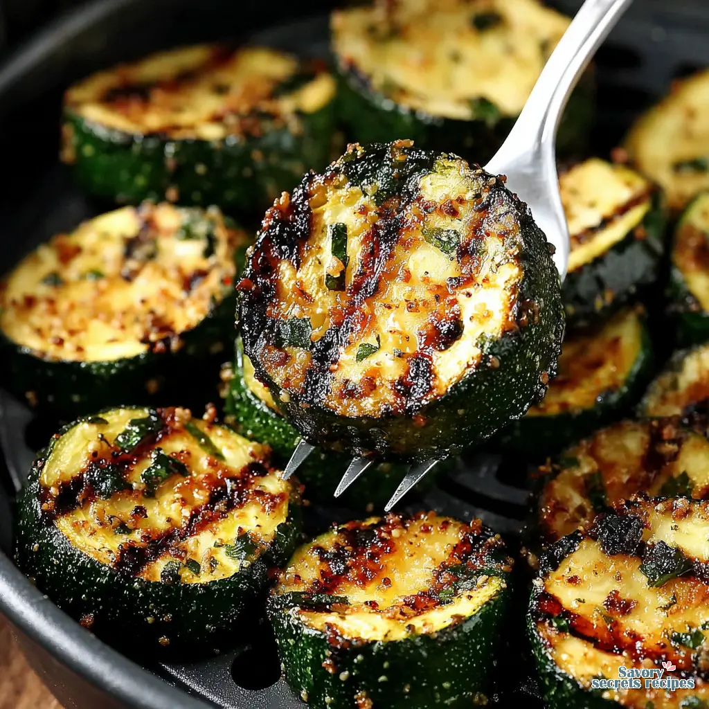 Air Fryer Grilled Zucchini Slices close up