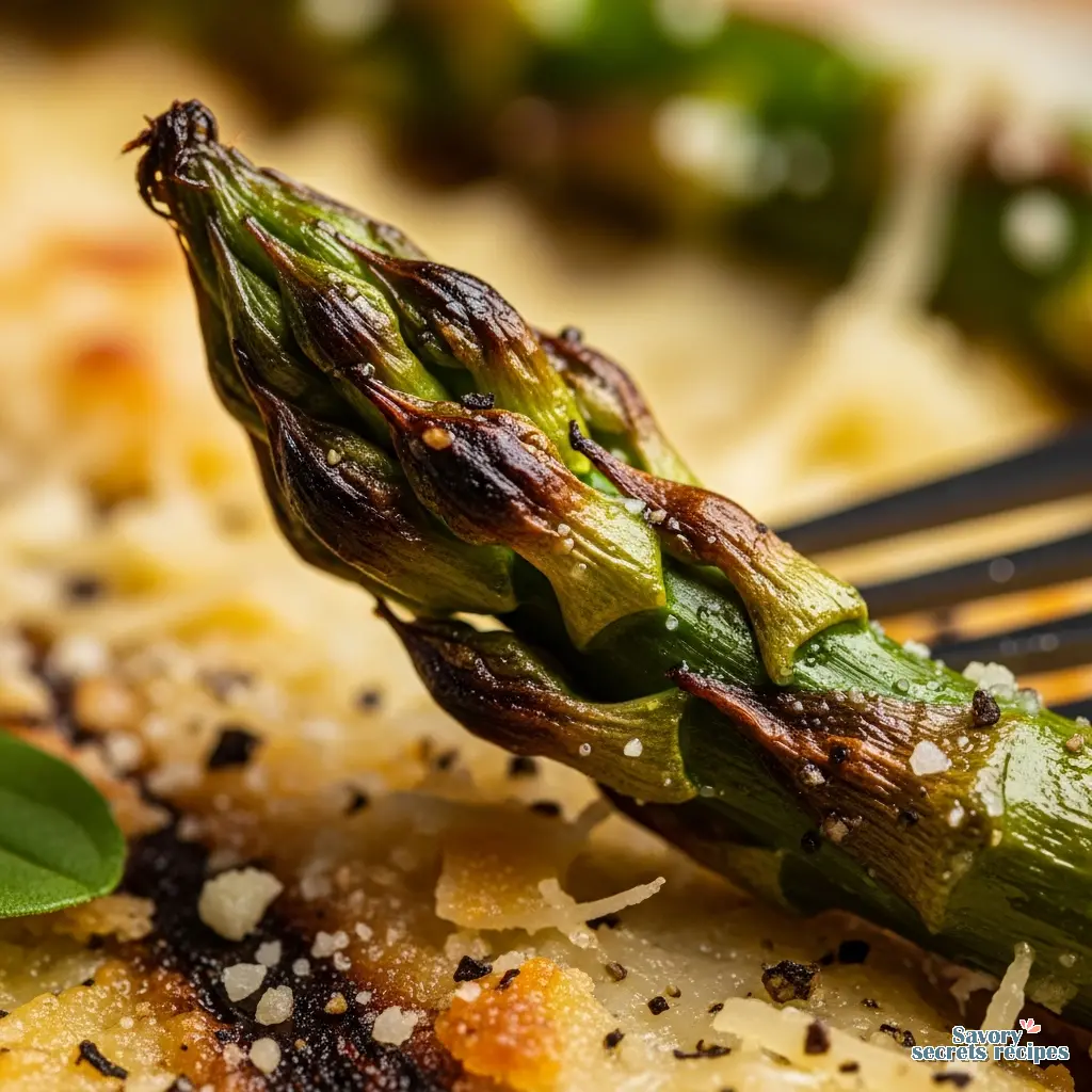 air fryer roasted asparagus close up