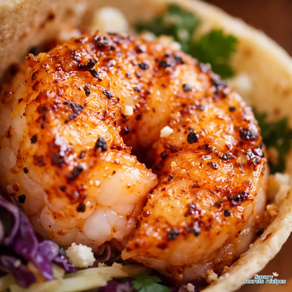 air fryer shrimp tacos close up