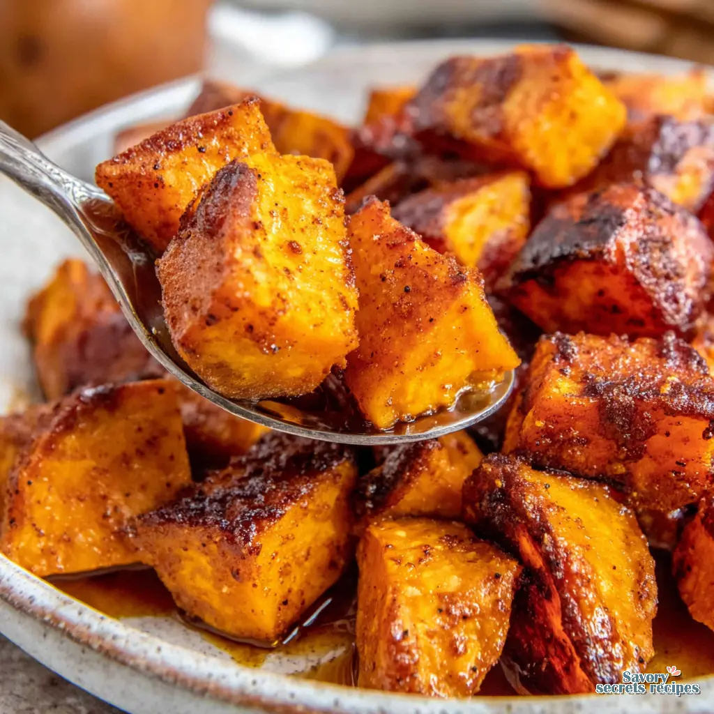 raw sweet potato cubes tossed in cinnamon and oil