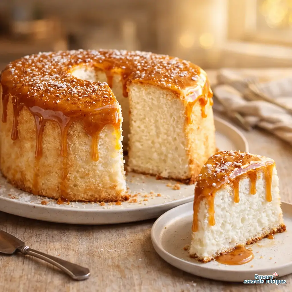 angel food cake with brown butter icing final presentation
