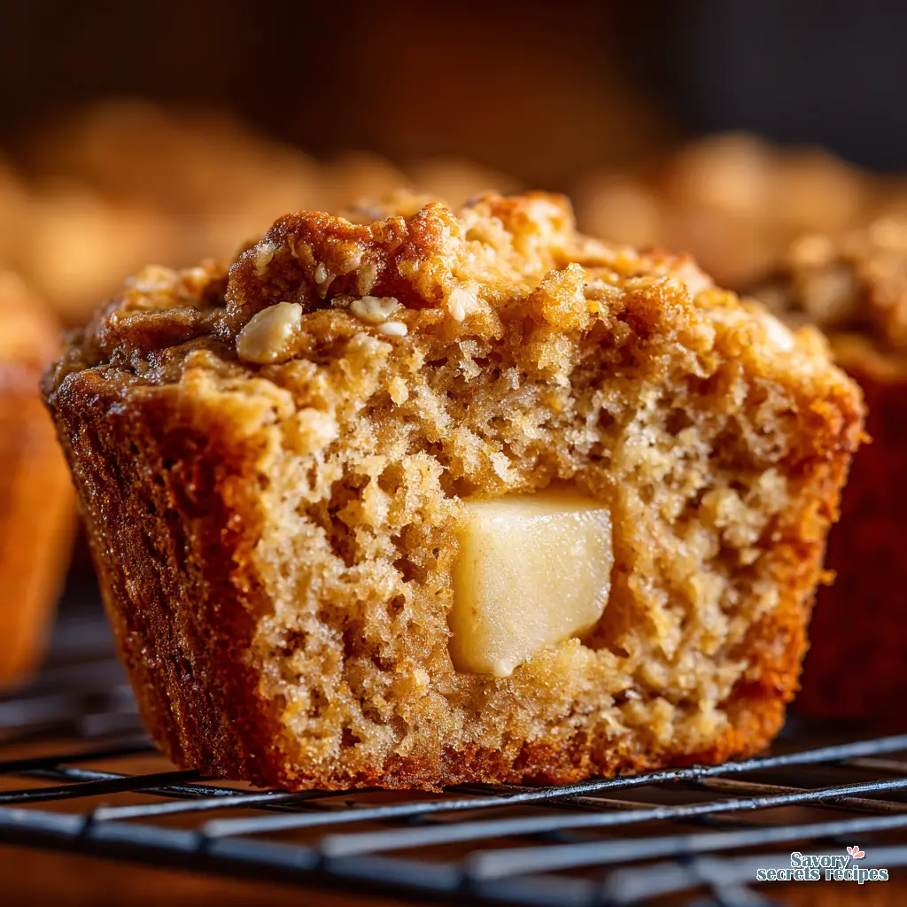 apple banana oatmeal muffins close up