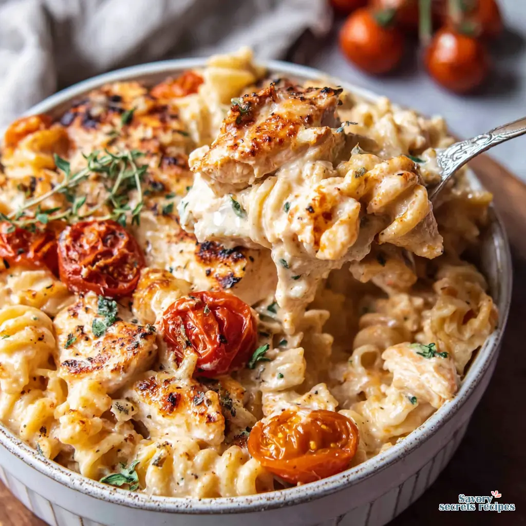 baked boursin pasta recipe close up