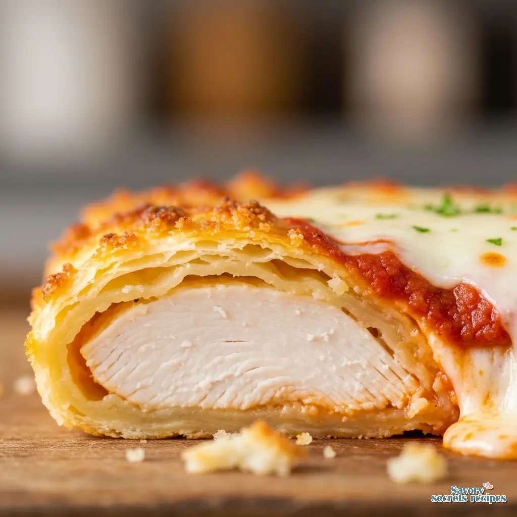 baked chicken parmesan close up