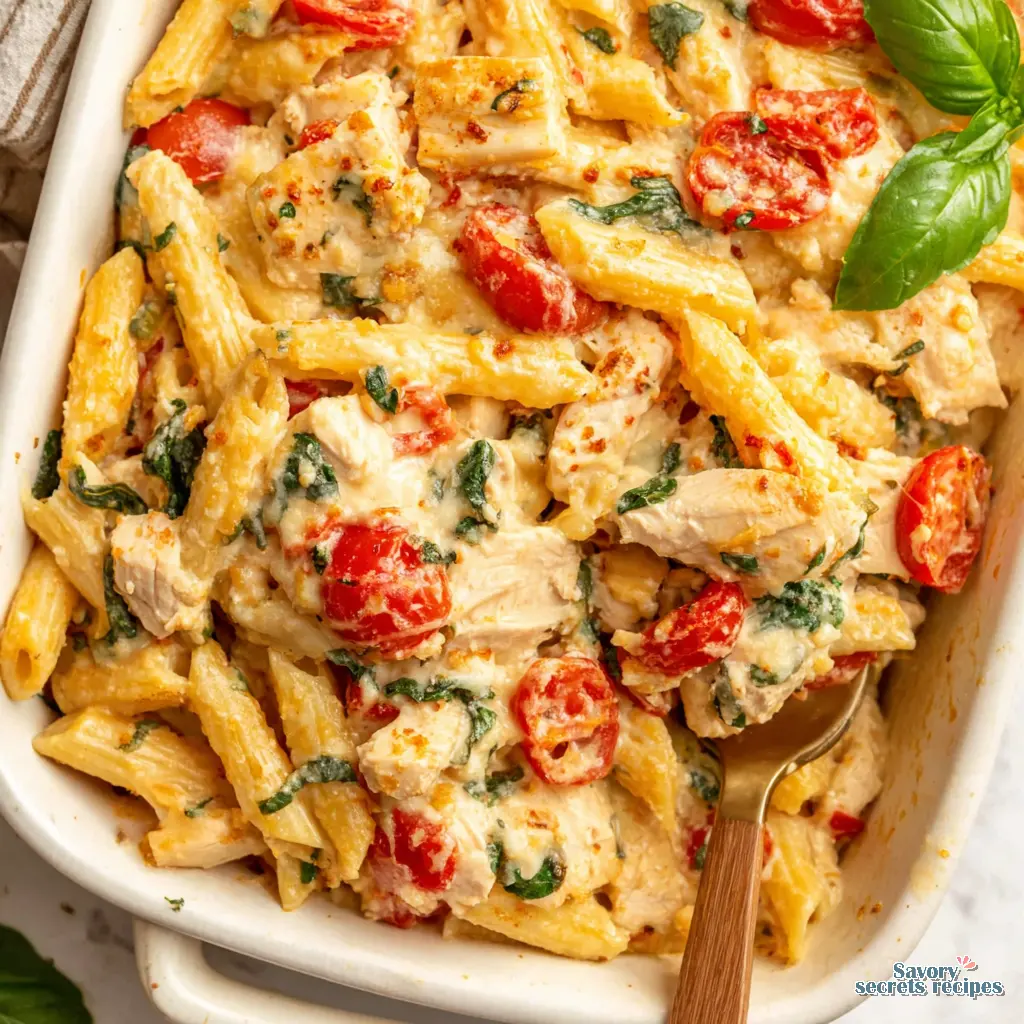 baked feta pasta with chicken final presentation