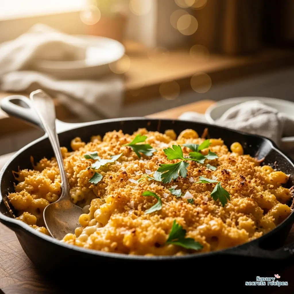baked mac and cheese with breadcrumbs final presentation