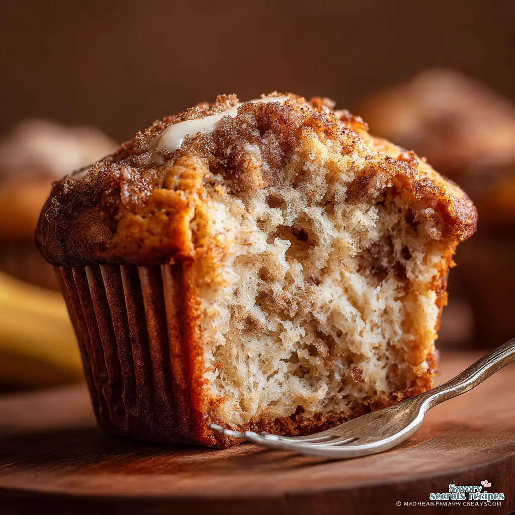 banana cinnamon muffin recipe close up