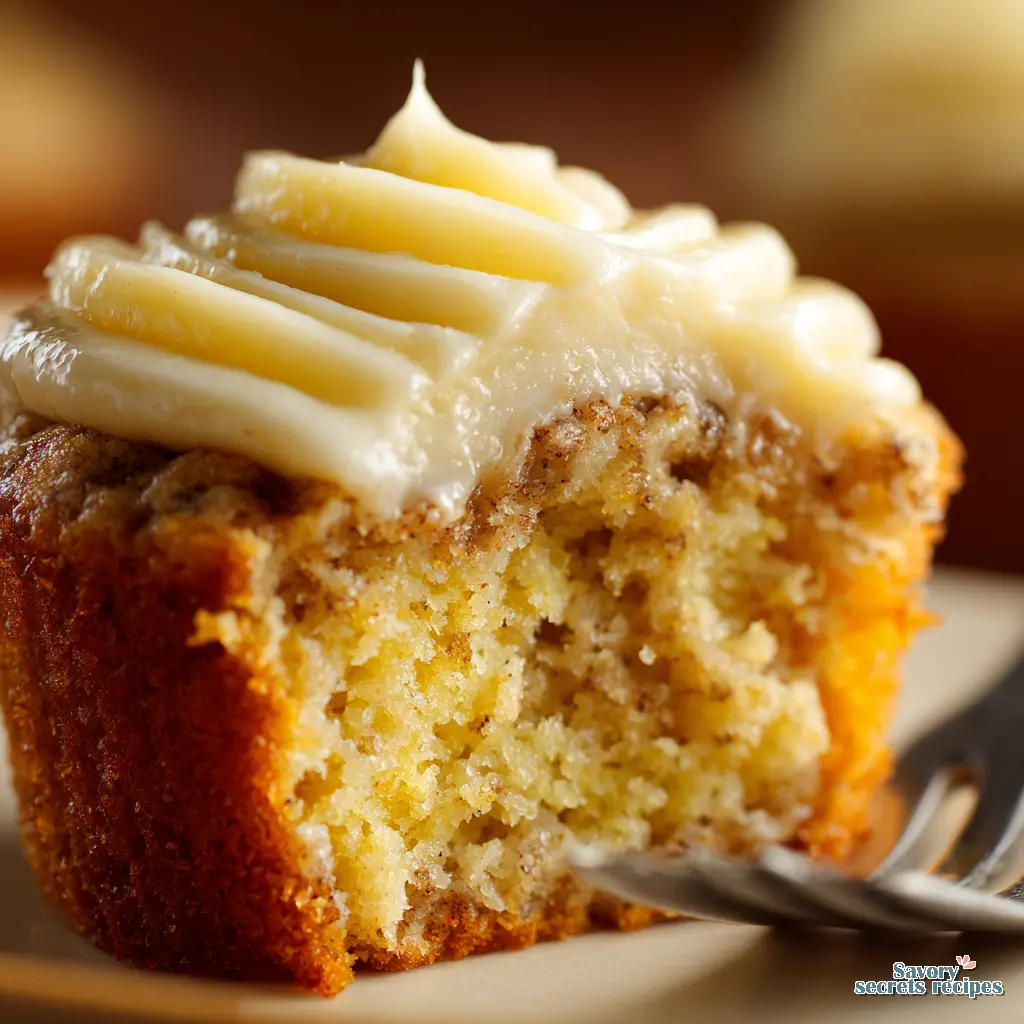 banana cupcakes made with cake mix close up