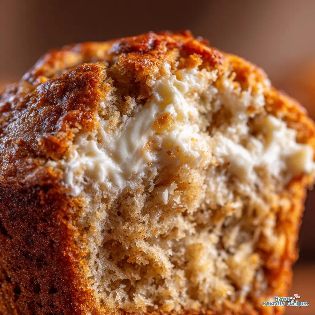 banana bread muffins with frosting close up