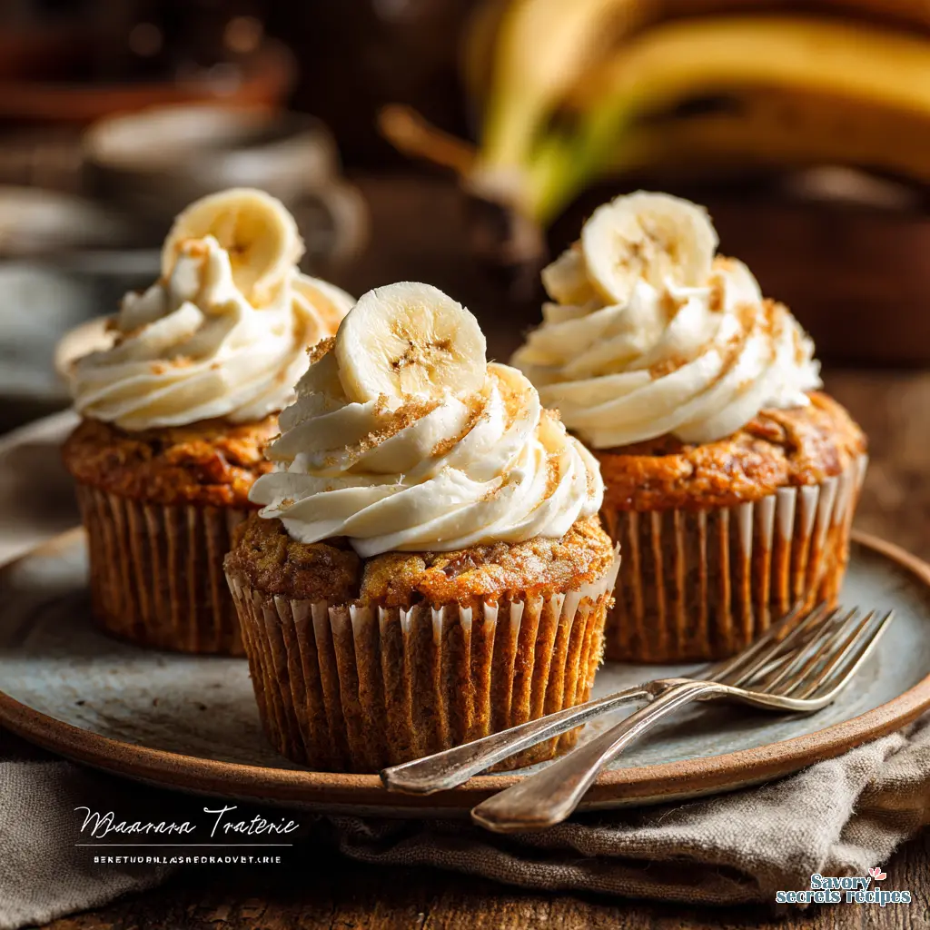 banana bread muffins with frosting final presentation