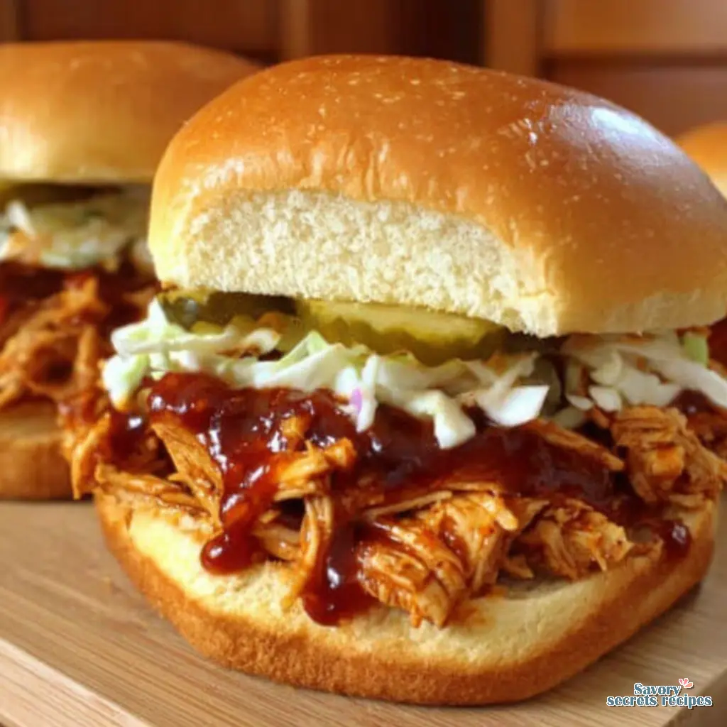 bbq pulled chicken sandwich close up