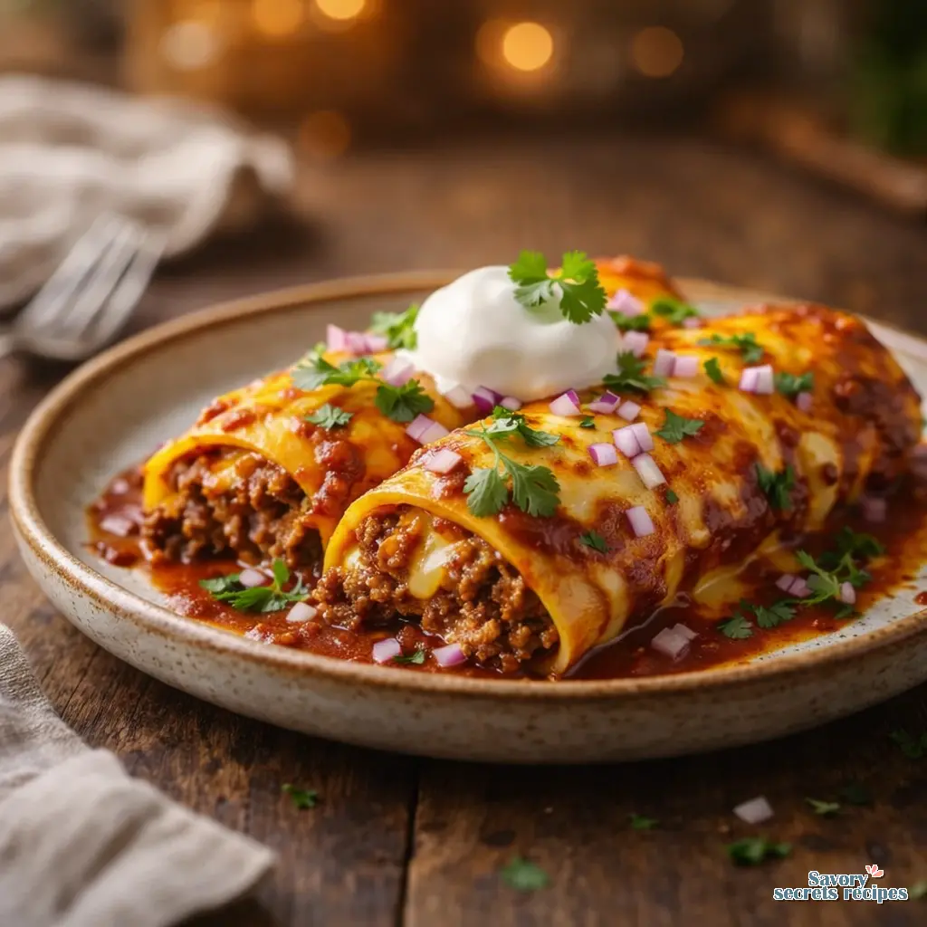 beef enchiladas with red sauce final presentation