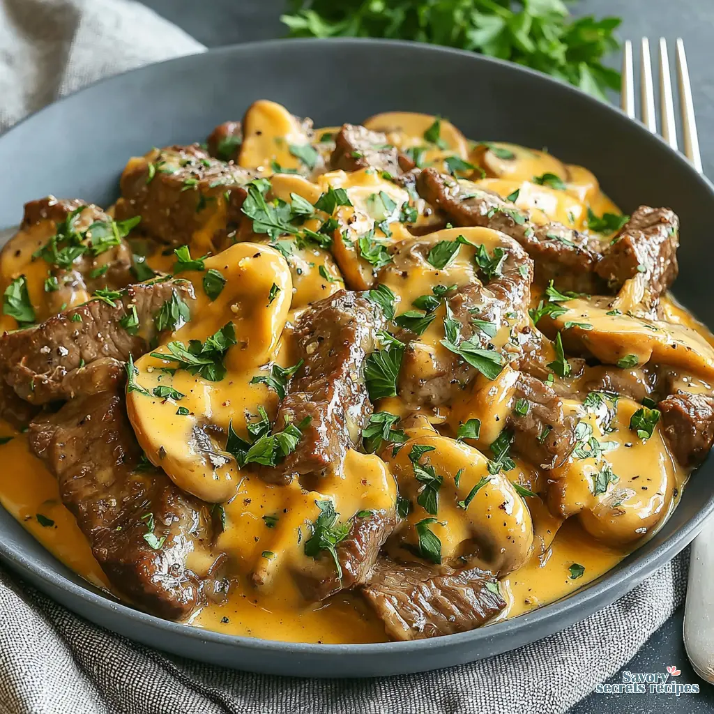 Beef Stroganoff close up